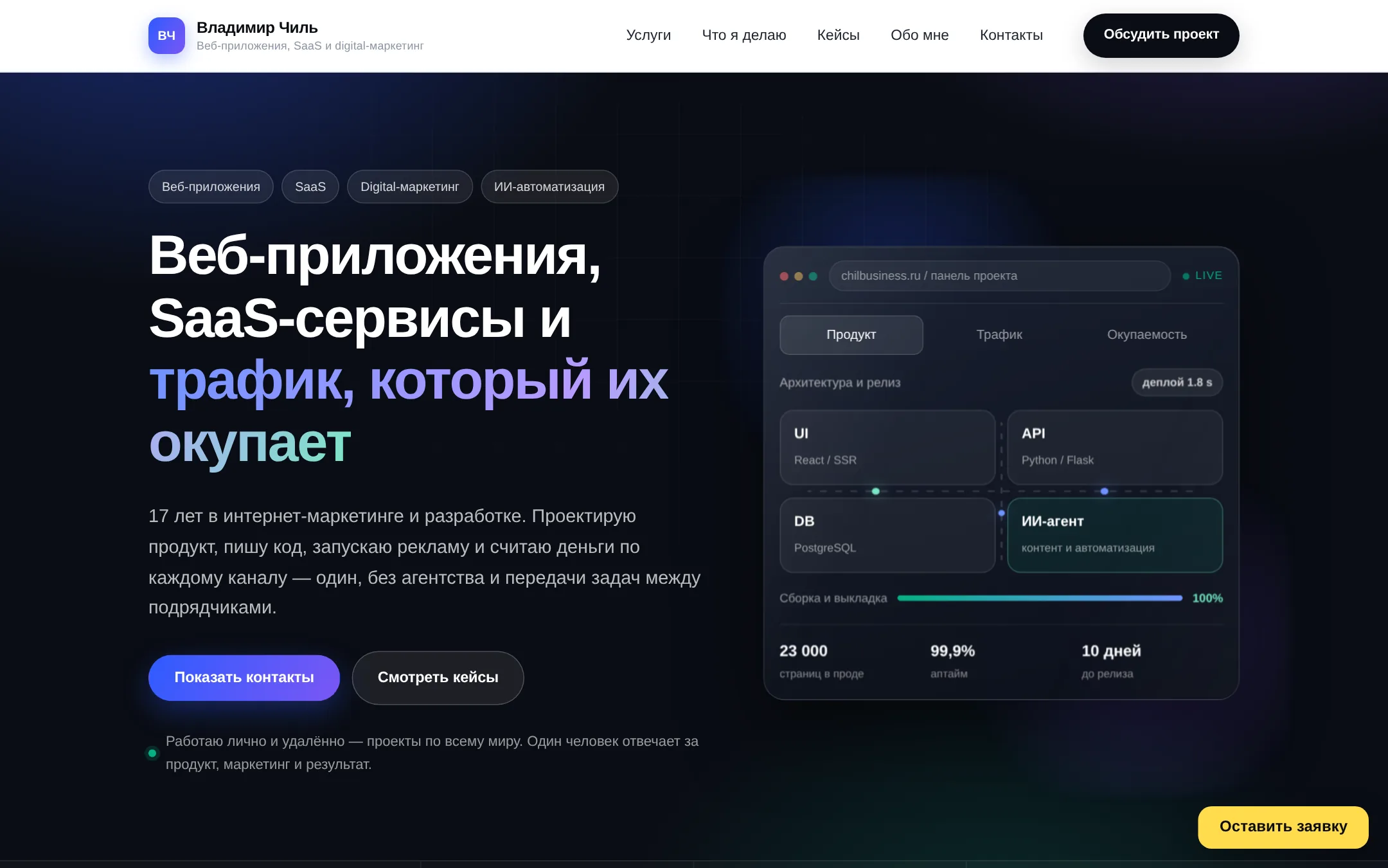 Сайт chilbusiness.ru — веб-приложения и SaaS